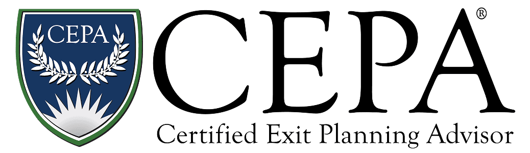 White background with the text "Certified Exit Planning Advisor" and a logo