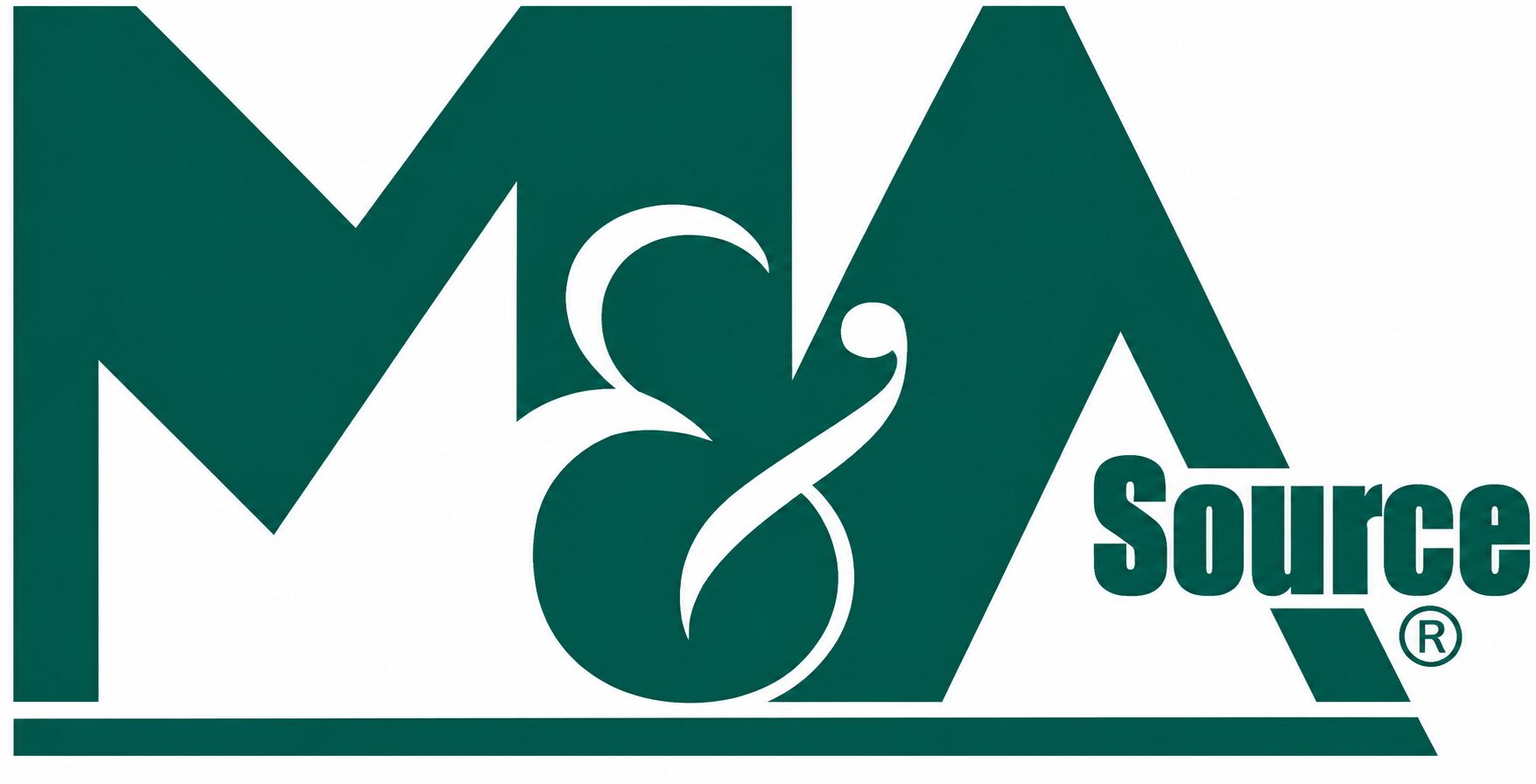 Logo for M&A Source, which consists of white text on a white background